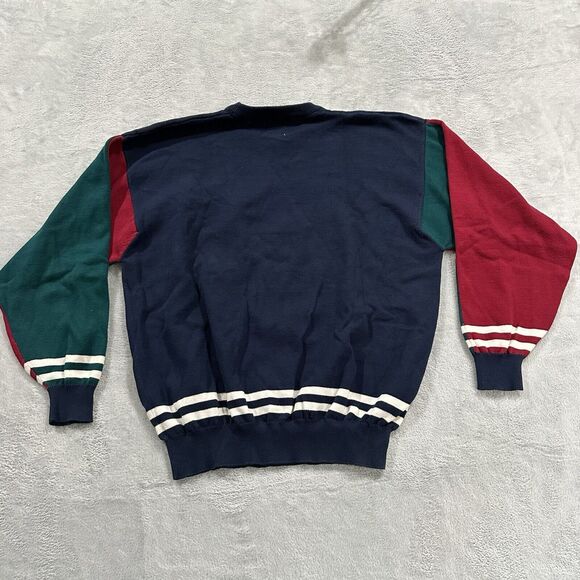 VTG Cotton Traders Sport Sweater‎ Pullover Men Large Navy Blue Colorblock READ - Picture 3 of 7